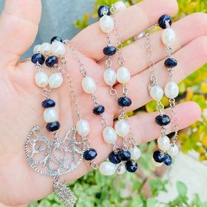 925 sterling silver charm long necklace